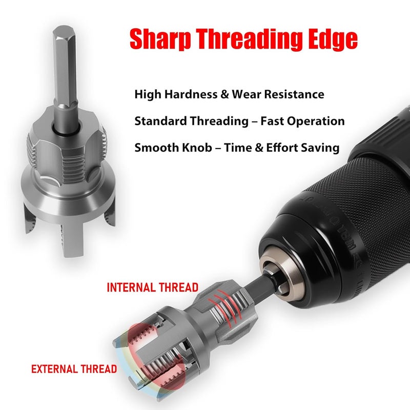 PILISPARK New PPR Pipe Threading and Reaming Tool Kit - Professional Threader for Plumbing, Electric Drill Style Threading Tool for 1/2“(DN15) 3/4“(DN20) PVC Pipe with Reaming Bit Set Great DIY Gift for Men - Image 3